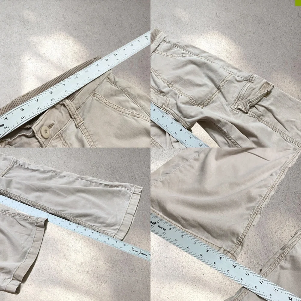 American Eagle Outfitters Mid Rise Cream Beige Cargo Style Wide Leg Pants - Picture 9 of 9